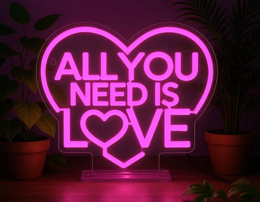 Lampada Led Effetto Neon - All You Need is Love - It's a Sign
